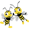 Two Yellow and Black BEES high fiving each other