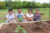 Cable students in garden